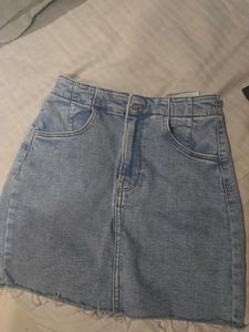 Bershka- High Waist- Light Wash Denim Mini Skirt