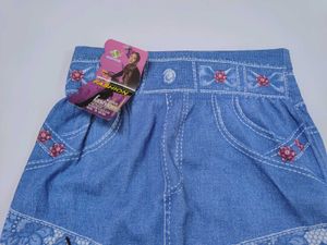 Decorative Blue Denim printed pants