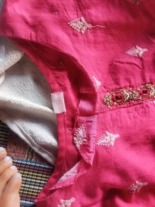 pink embroidery straight kurta
