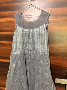 Elegant Grey Embroidered Gown