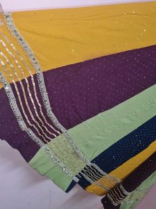 Colorful Striped Ethnic chaniya choli 💚🤎💙💛