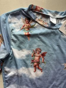 Y2K Pinterest Angel Print Long Sleeve Mesh Top