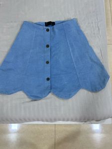 Light Blue Denim Scallop Skirt