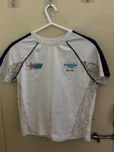 Track Star White Lace Trim T-Shirt