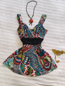 Boho Paisley Print Sleeveless Top