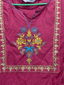 Beautiful Pink golden embroidered kurta