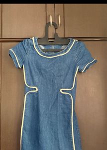Denim Dress with Piping Detail