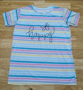 Striped 'Happy' T-Shirt
