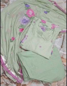 Light Green Floral Kurta Set with Dupatta