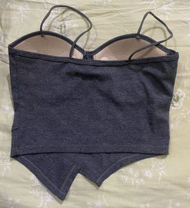 Grey Corset Style Crop Top