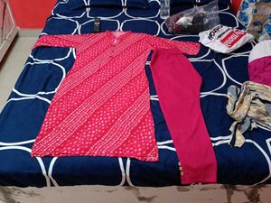 Pink Printed Kurti Set For Summer Wear