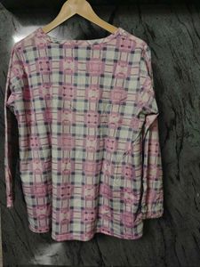 Cute Pink Plaid Long Sleeve Top