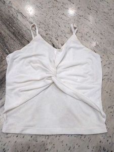 White Twisted Strap Tank Top