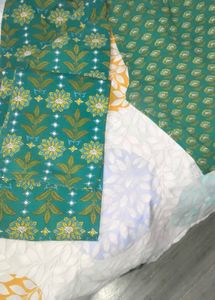 Teal Kurta Set with Floral Print