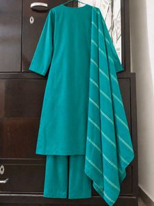 Embroidered Teal Kurta Set with Dupatta