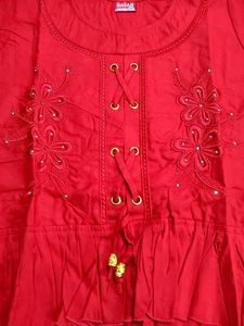 Cute Red Baby Dress with Flower Detail