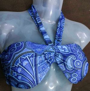 Blue Patterned Bikini Top 🤎
