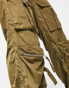 Bershka satin cargo pocket detail trouser
