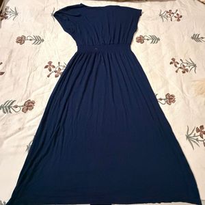 Navy Blue V-Neck Maxi Dress