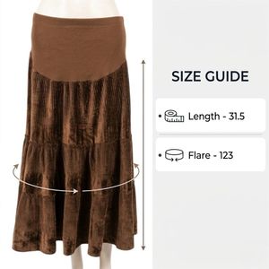 Brown Tiered Corduroy Maxi Skirt