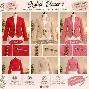 Elegant Tan Blazer , Red , Pink in Combo