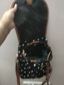 Kleio Brown Black Polka Dots Sling Bag