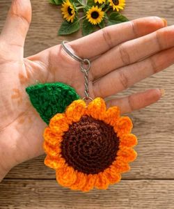 Handmade Crochet Sunflower Keychain