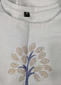 Elegant Grey Kurta with Tree Embellishment