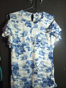 Blue Floral Embellished Blouse