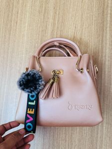 Krazykat Pink Handbag with Fur Charm