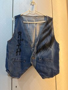 Vintage Custom Painted "Ruth" Denim Vest
