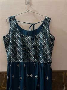 Stunning Teal Sequin Ethnic Gown