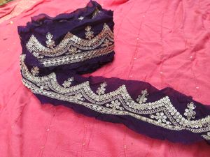 Embroidered Purple Fabric Scarf