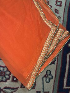Orange dupatta with Embellished Border