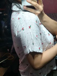 Cute Cherry Print Button-Up Top