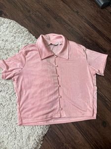 Chic Pink  Button-Up Top