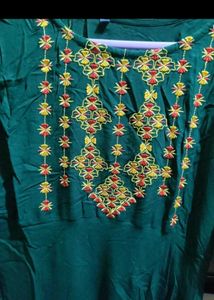 Embroidered Green Kurta