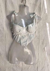 I. White Ruched Bustier Top