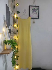 Chic Lemon Yellow Square Neck Midi Dress