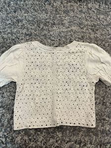 Crocheted Floral Button-Up Top