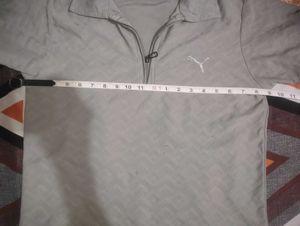Puma Grey Zip-Up Polo Shirt
