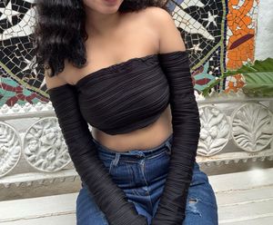 Black Off-Shoulder Ruched Top