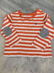 Orange & White Striped Long Sleeve Top