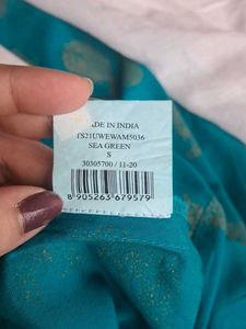 Sea green dailywear kurta with botanical print