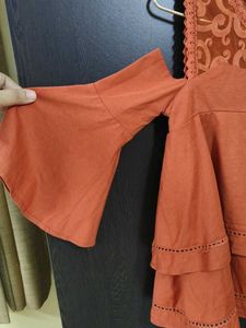 Trendy Cold Shoulder Ruffled Top