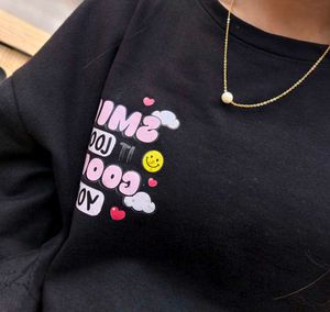Cute Graphic Oversized Black T-Shirt