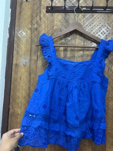 Mango Embroidered Ruffled Top(Brand new)