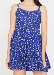 Vibrant Blue Floral Mini Dress