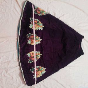 Velvet Floral Embroidered Skirt