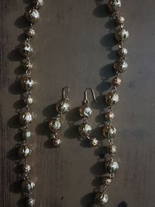 Gold Tone Beaded Necklace &amp; Earring Set